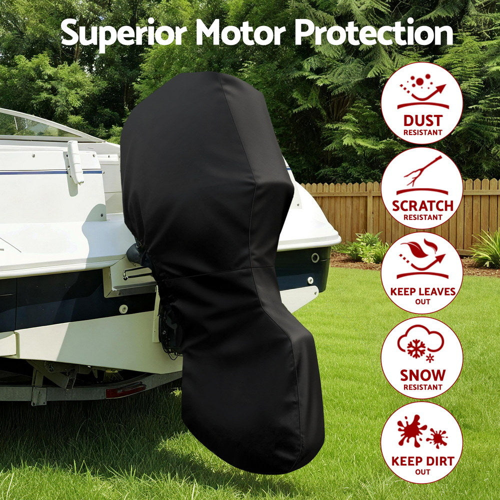 Seamanship Full Outboard Motor Cover 100-150HP, Water & UV Resistant, Black - SuperSaverAU - view 5