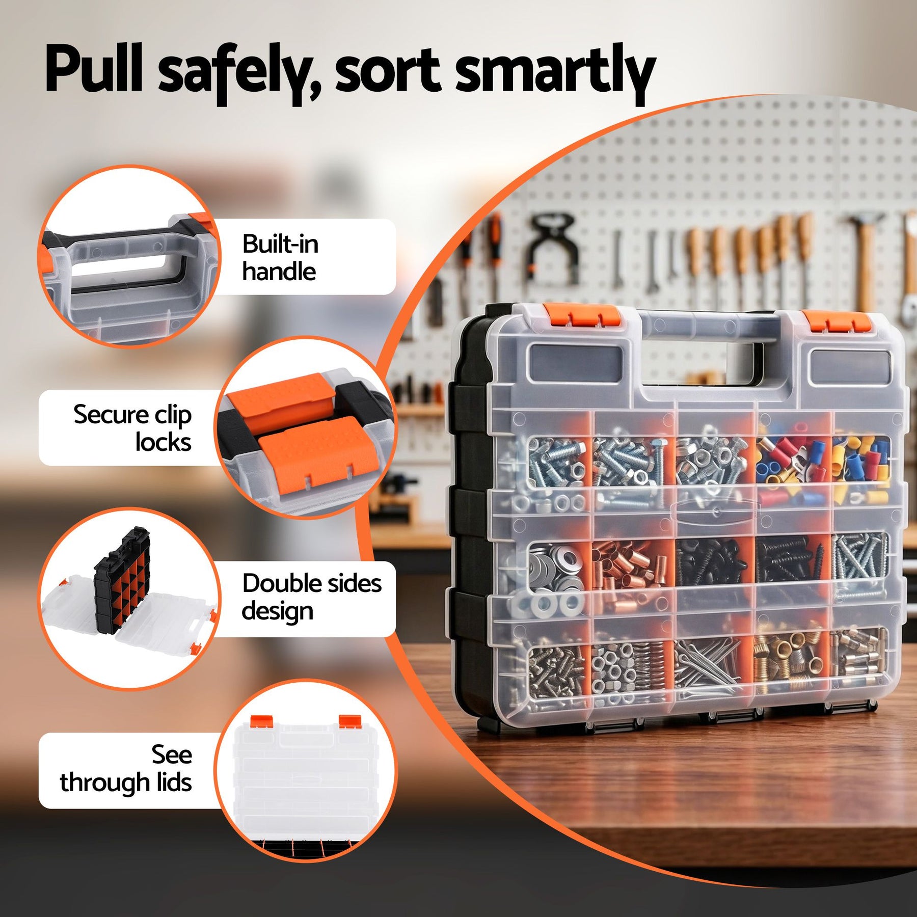Giantz Double Sided Tool Box Organizer with 34 Compartment Small Parts Storage - SuperSaverAU - view 5