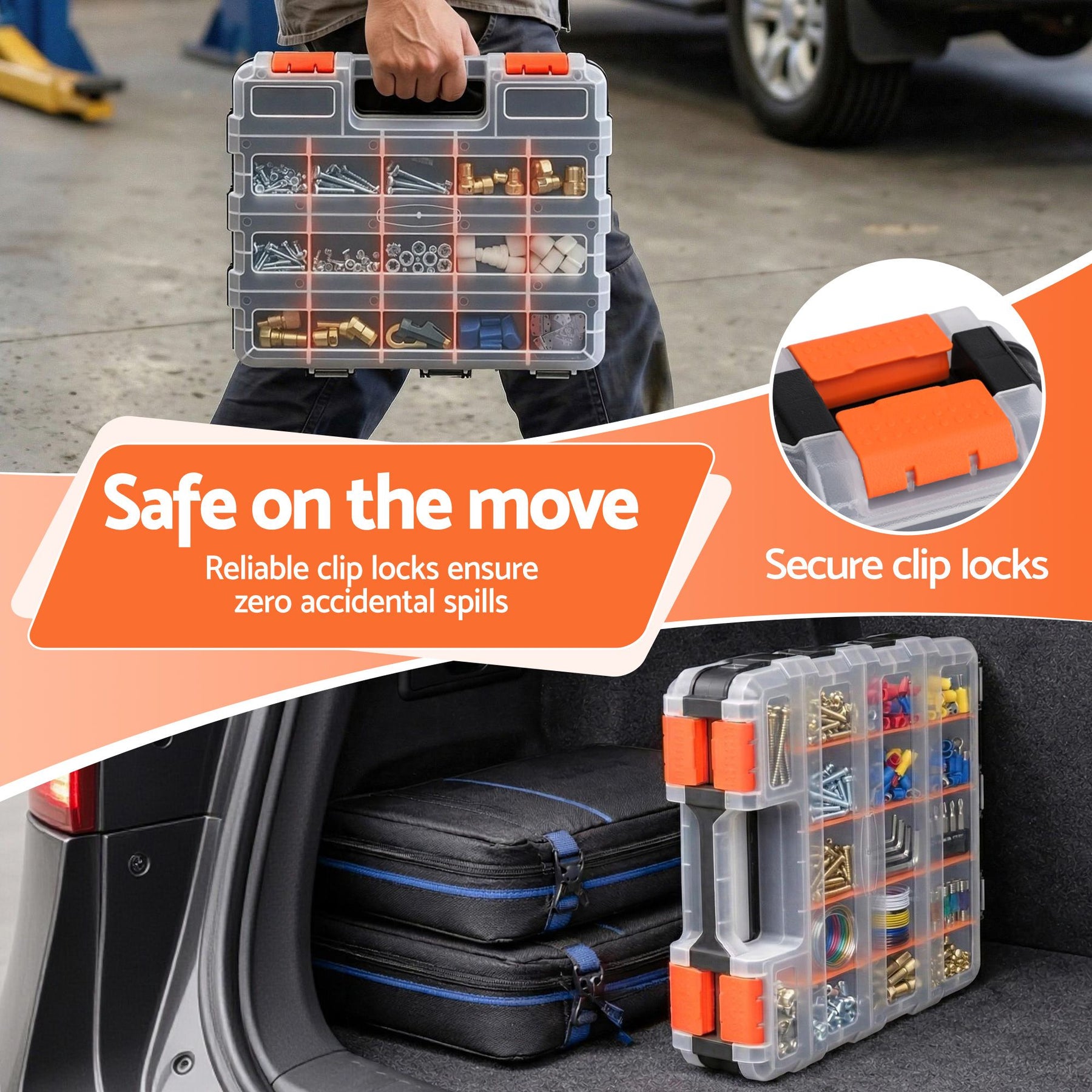Giantz Double Sided Tool Box Organizer with 34 Compartment Small Parts Storage - SuperSaverAU - view 7