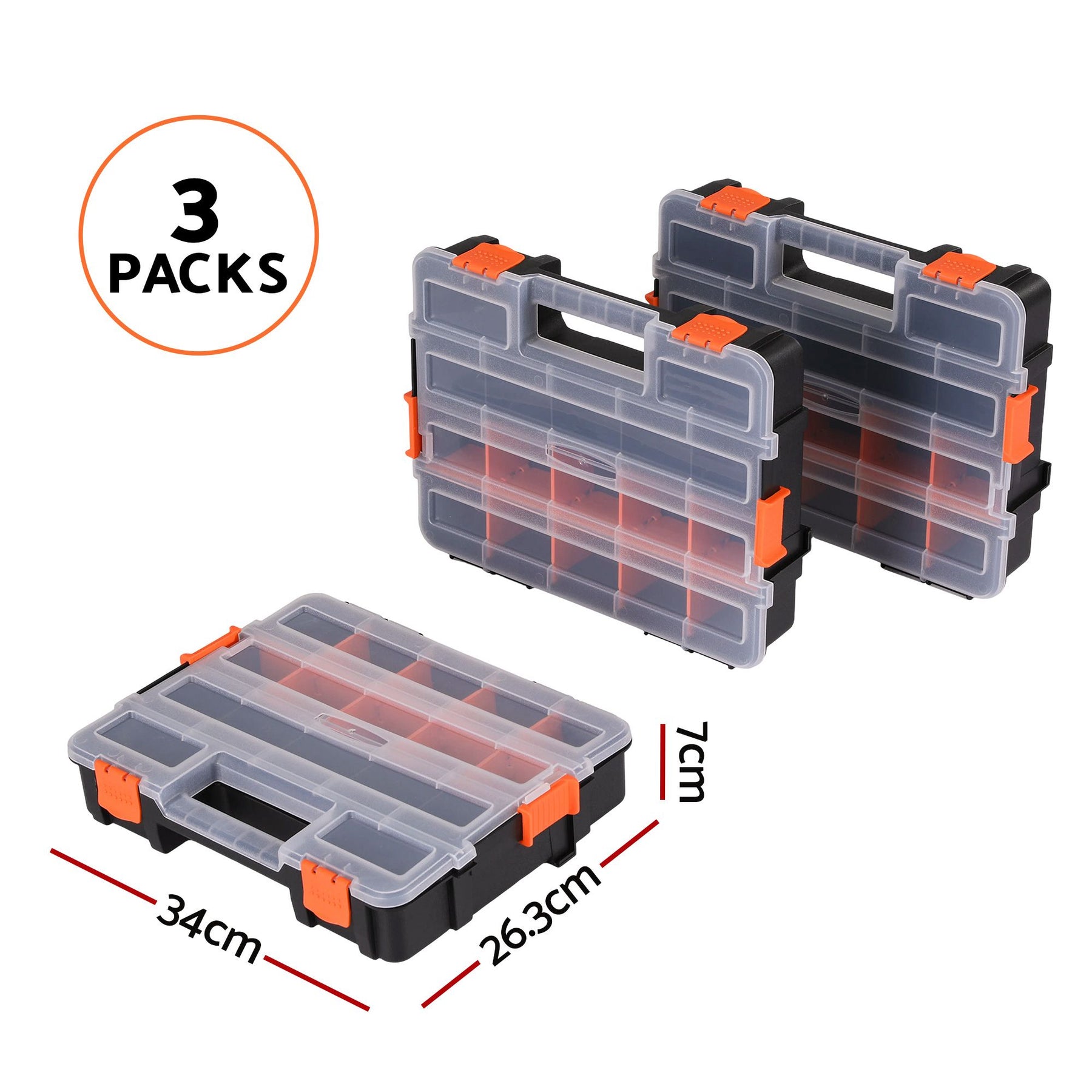 Giantz 3 Pack Tool Box Organizer with Hardware Storage Box for Small Parts - SuperSaverAU - view 3