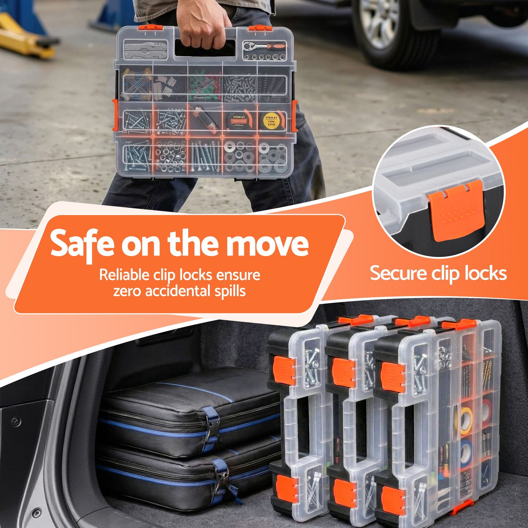 Giantz 3 Pack Tool Box Organizer with Hardware Storage Box for Small Parts - SuperSaverAU - view 7