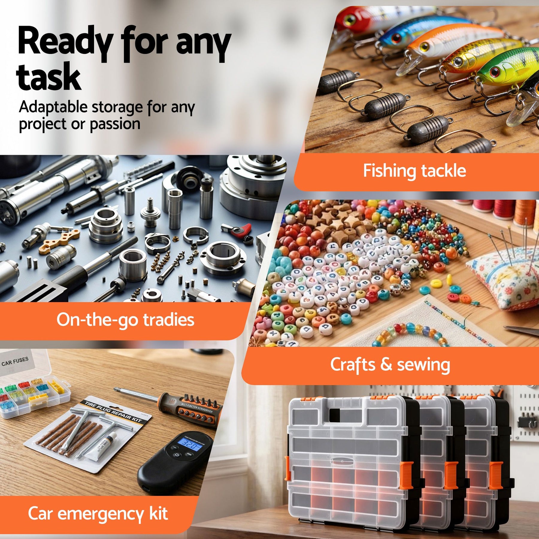 Giantz 3 Pack Tool Box Organizer with Hardware Storage Box for Small Parts - SuperSaverAU - view 8
