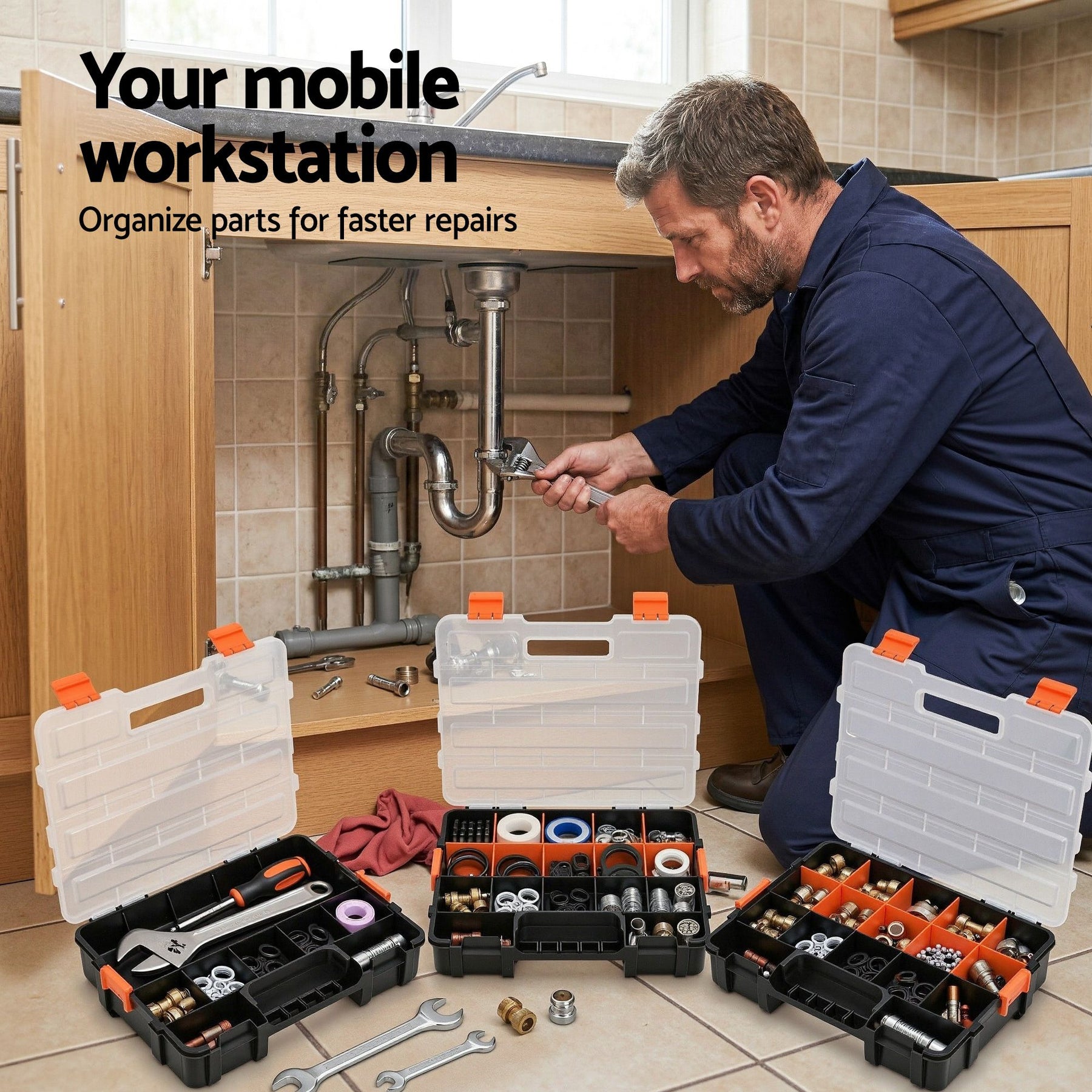 Giantz 3 Pack Tool Box Organizer with Hardware Storage Box for Small Parts - SuperSaverAU - view 9