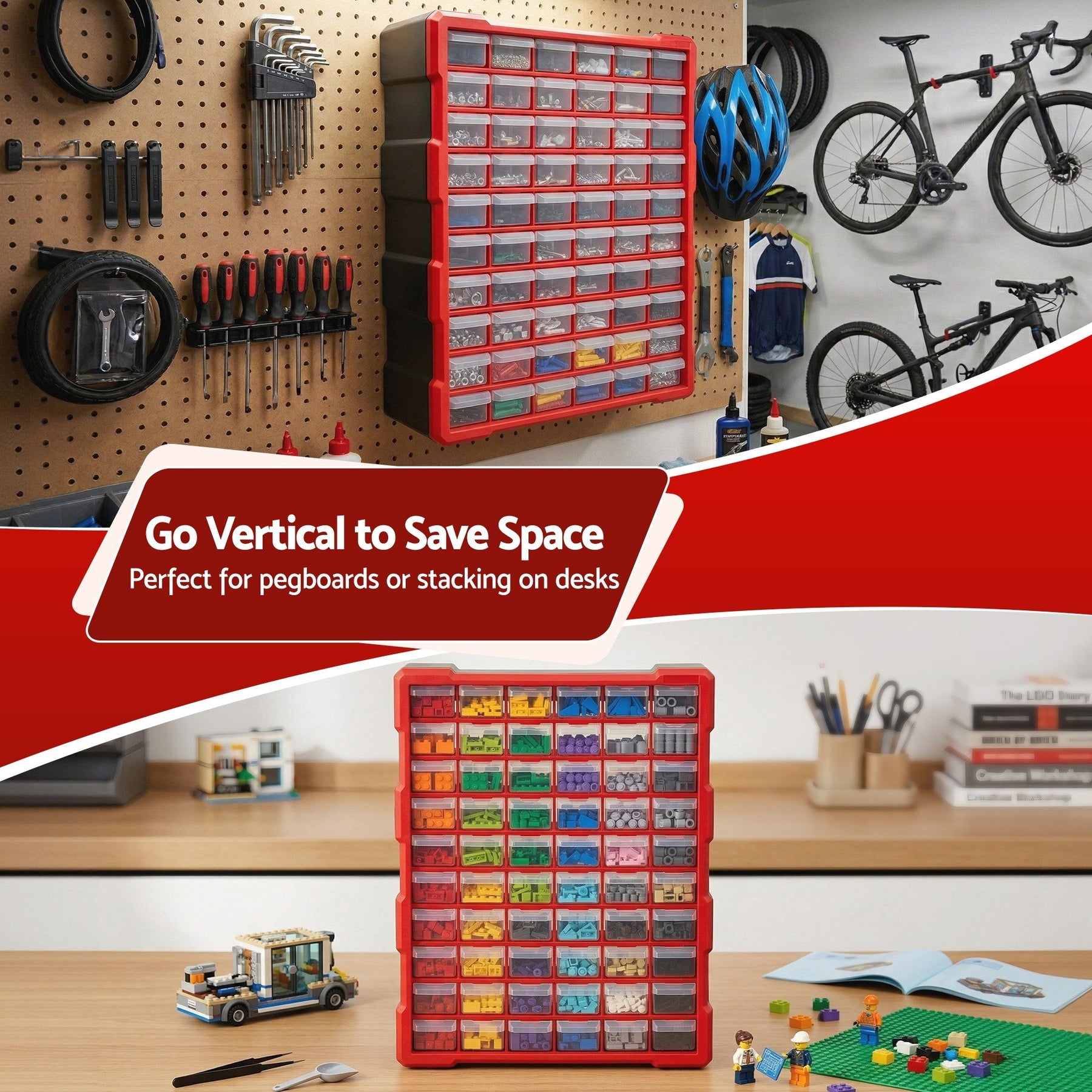 Giantz 60-Drawer Tool Storage Cabinet, Anti-Drop Hardware Organizer Storage Box - SuperSaverAU - view 7