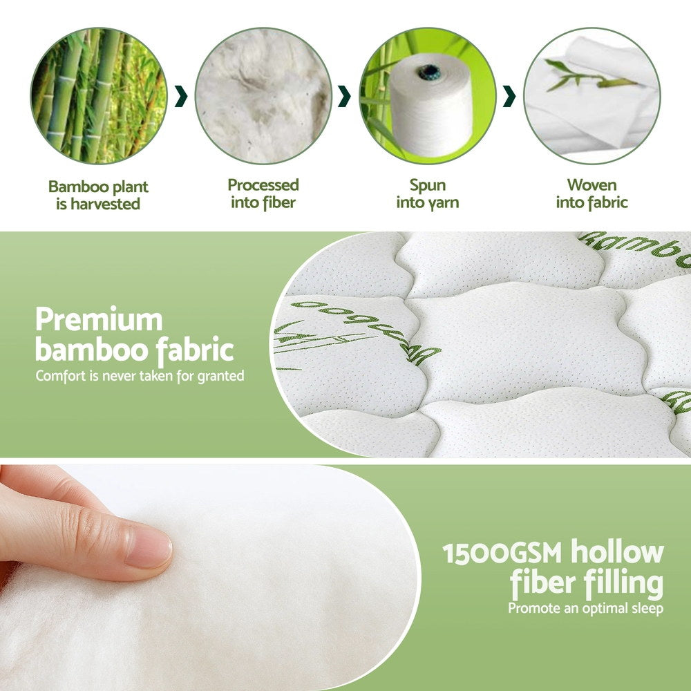 Giselle Bedding 11cm Pillowtop Mattress Topper Bamboo King Single - SuperSaverAU - view 7