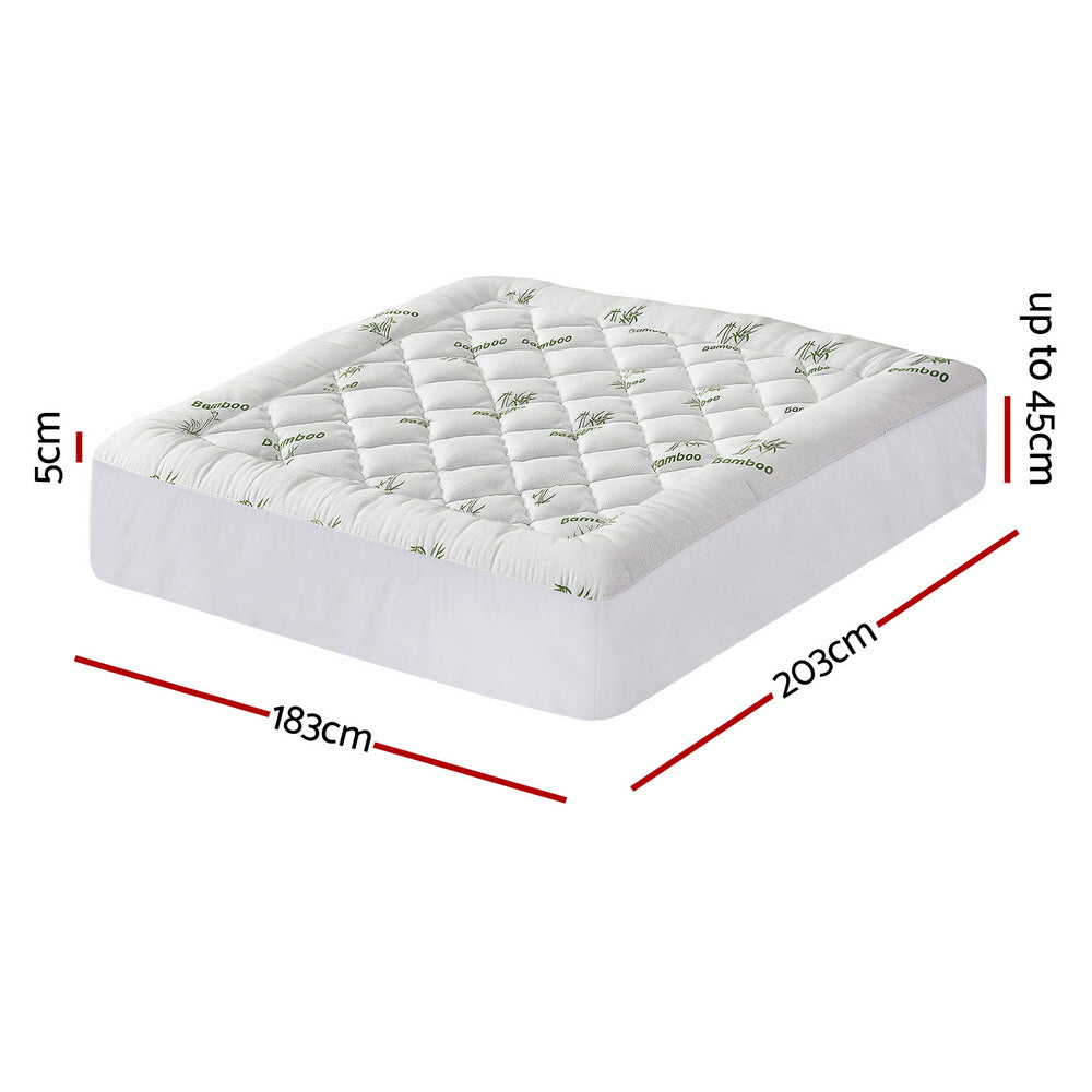 Giselle Bedding 5cm Pillowtop Mattress Topper Bamboo King - SuperSaverAU - view 3