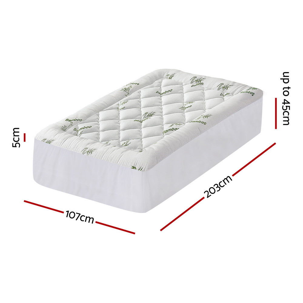 Giselle 5cm Pillowtop Mattress Topper Bamboo King Single - SuperSaverAU - view 3