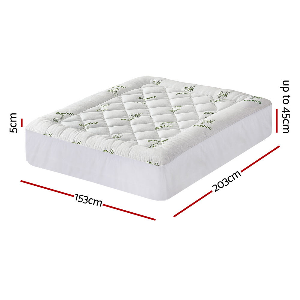 Giselle 5cm Pillowtop Mattress Topper Bamboo Queen - SuperSaverAU - view 3