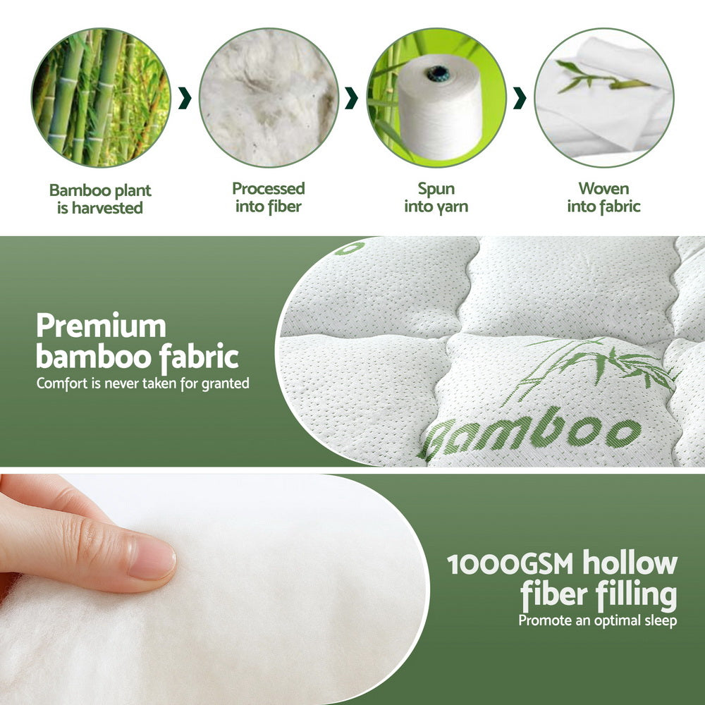 Giselle Bedding 5cm Pillowtop Mattress Topper Bamboo Single - SuperSaverAU - view 7