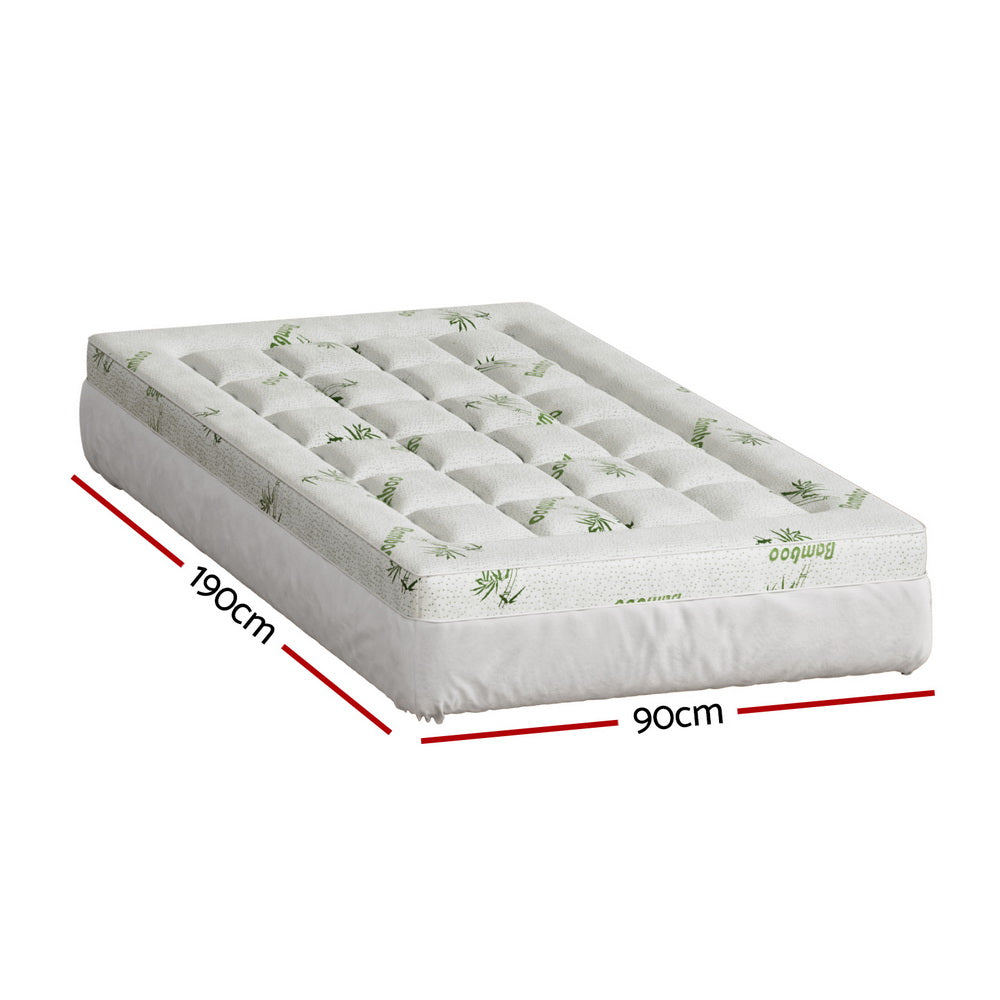 Giselle Bedding Bamboo Pillowtop Mattress Topper - Single, 7.5cm - SuperSaverAU - view 2
