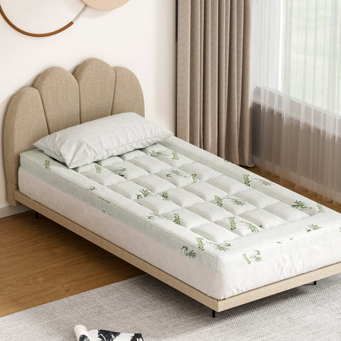 Giselle Bedding Bamboo Pillowtop Mattress Topper - Single, 7.5cm - SuperSaverAU - view 1