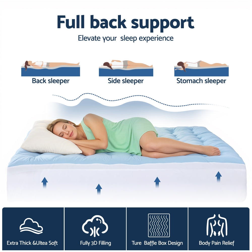 Giselle 5cm Double-Sided Mattress Topper - Cooling & Coral Fleece, Double Size - SuperSaverAU - view 5