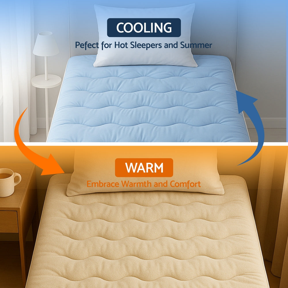 Giselle 5cm Double-Sided Mattress Topper - Cooling & Coral Fleece - SuperSaverAU - view 7