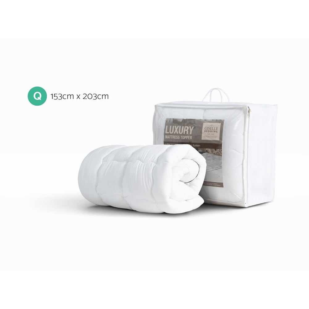 Giselle Bedding Queen Mattress Topper with 500GSM Microfibre Anti-Allergy Filling - SuperSaverAU - view 2