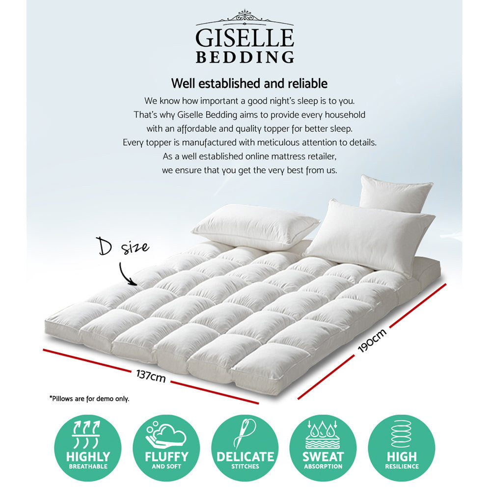 Giselle Bedding Mattress Topper Pillowtop Protector Pad Double - SuperSaverAU - view 2