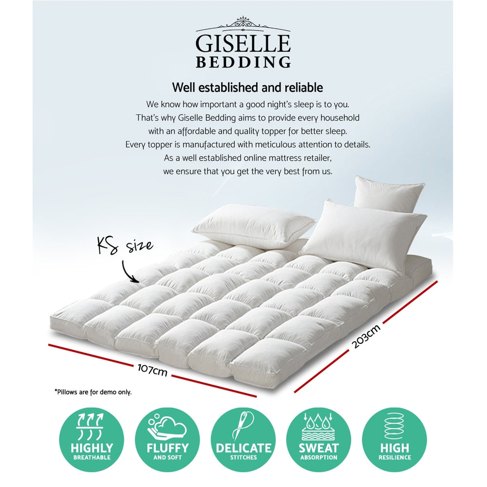 Giselle Bedding Mattress Topper Pillowtop Protector Pad King Single - SuperSaverAU - view 2