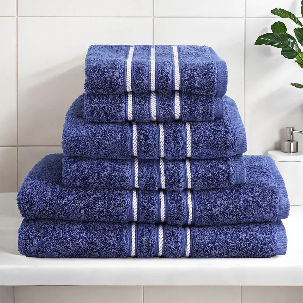 Premium 6-Pack Bath Towels Set, 100% Cotton, 650gsm, Navy, Quick Dry, Absorbent - SuperSaverAU - view 6