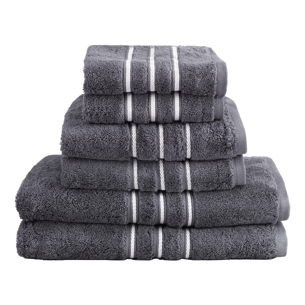 Premium 6-Pack Grey Cotton Bath Towel Set, 650gsm, Quick Dry, Machine Washable - SuperSaverAU - view 1