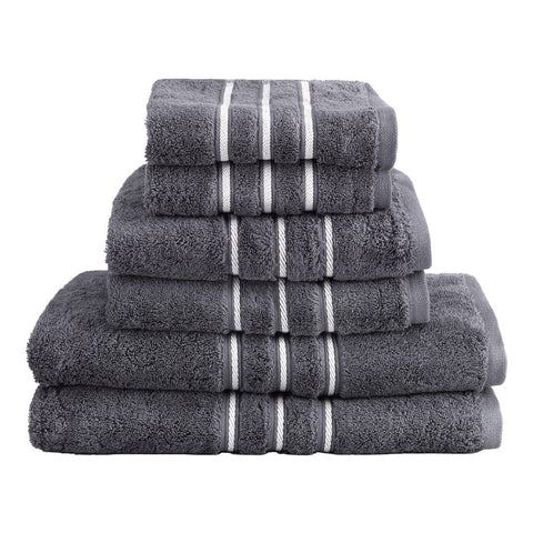 Premium 6-Pack Grey Cotton Bath Towel Set, 650gsm, Quick Dry, Machine Washable - SuperSaverAU - view 1