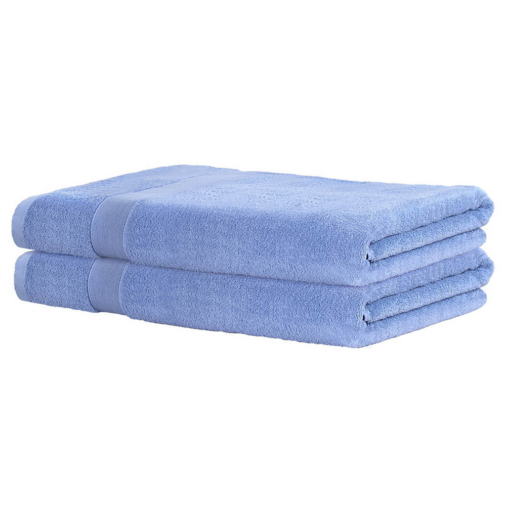 2 Pack Extra Large Bath Sheets Set 100% Cotton 550gsm Blue - Luxurious & Absorbent - SuperSaverAU - view 3