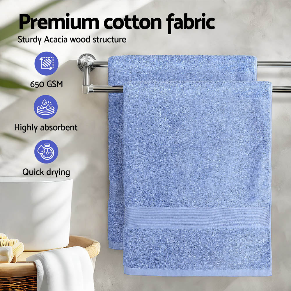 2 Pack Extra Large Bath Sheets Set 100% Cotton 550gsm Blue - Luxurious & Absorbent - SuperSaverAU - view 5