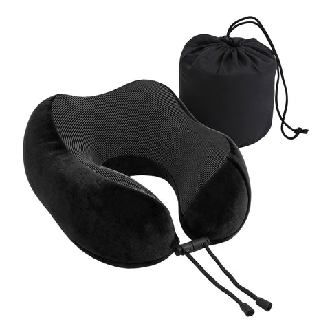Wanderlite Memory Foam Travel Pillow – Black with Washable Cover
