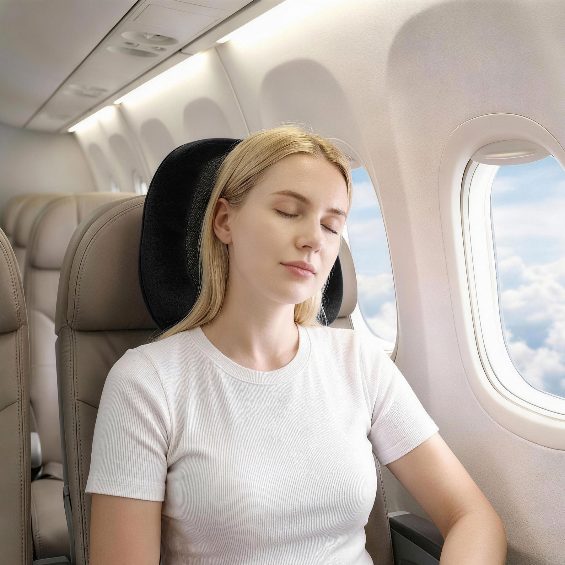 Wanderlite Memory Foam Travel Pillow – Black with Washable Cover