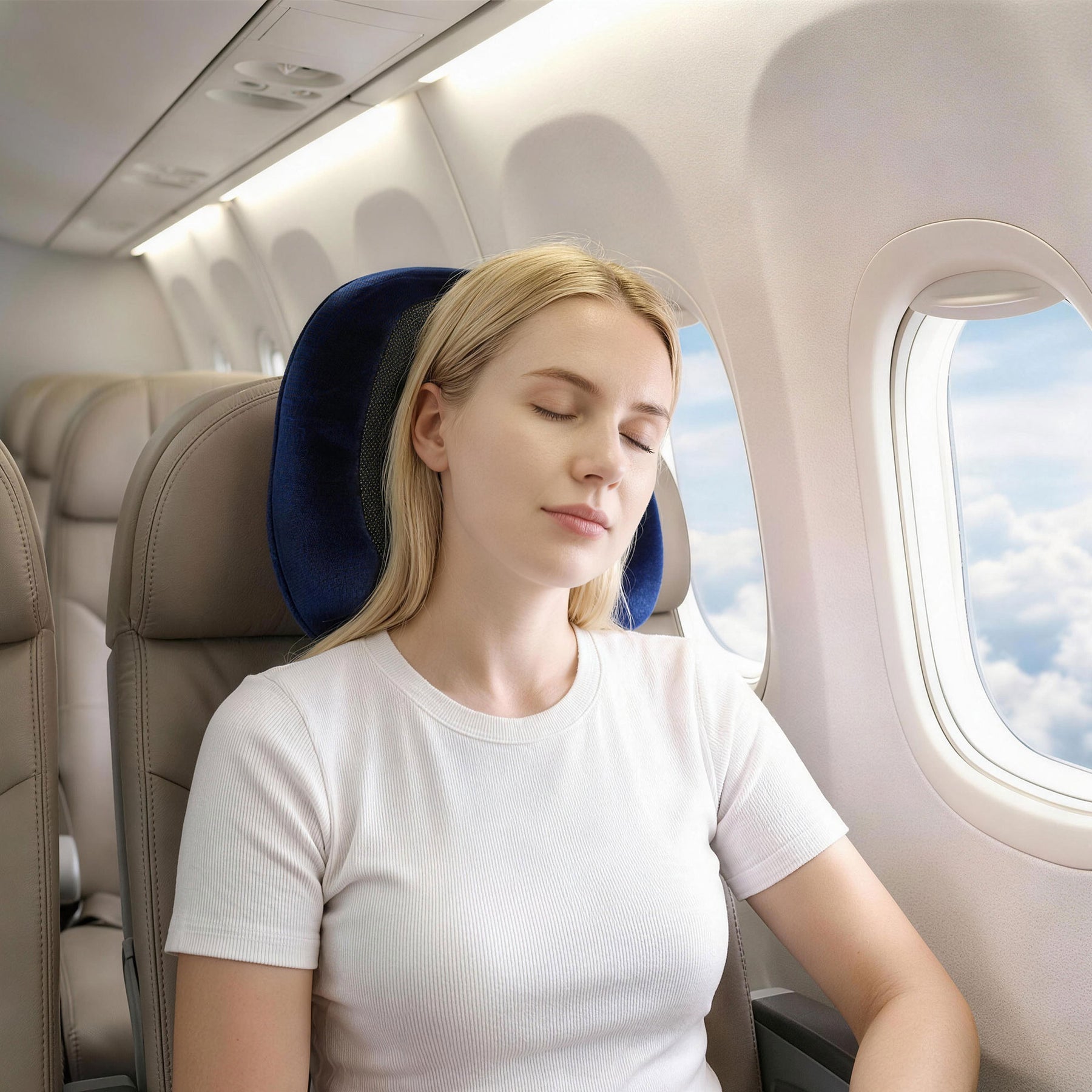 Wanderlite Memory Foam Travel Pillow – Blue with Washable Cover