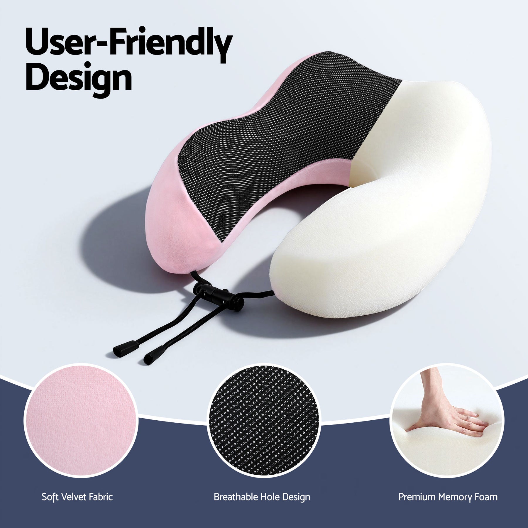 Wanderlite Memory Foam Travel Pillow – Pink with Washable Cover