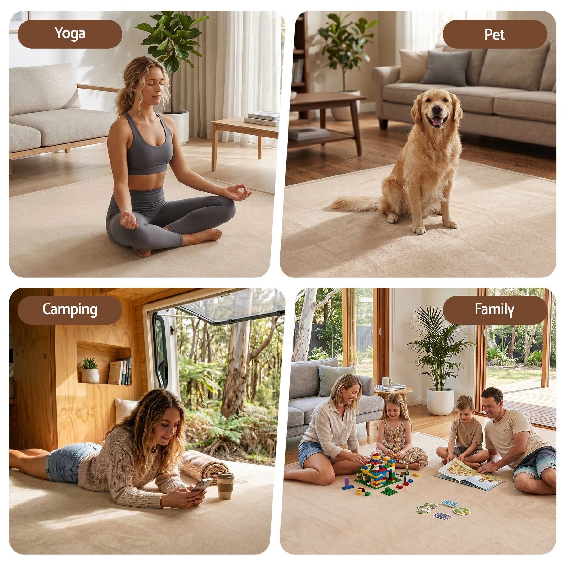 Artiss Tatami Mat Floor Mattress – Beige 150 x 200cm, 3cm Foam Anti-Slip Backing