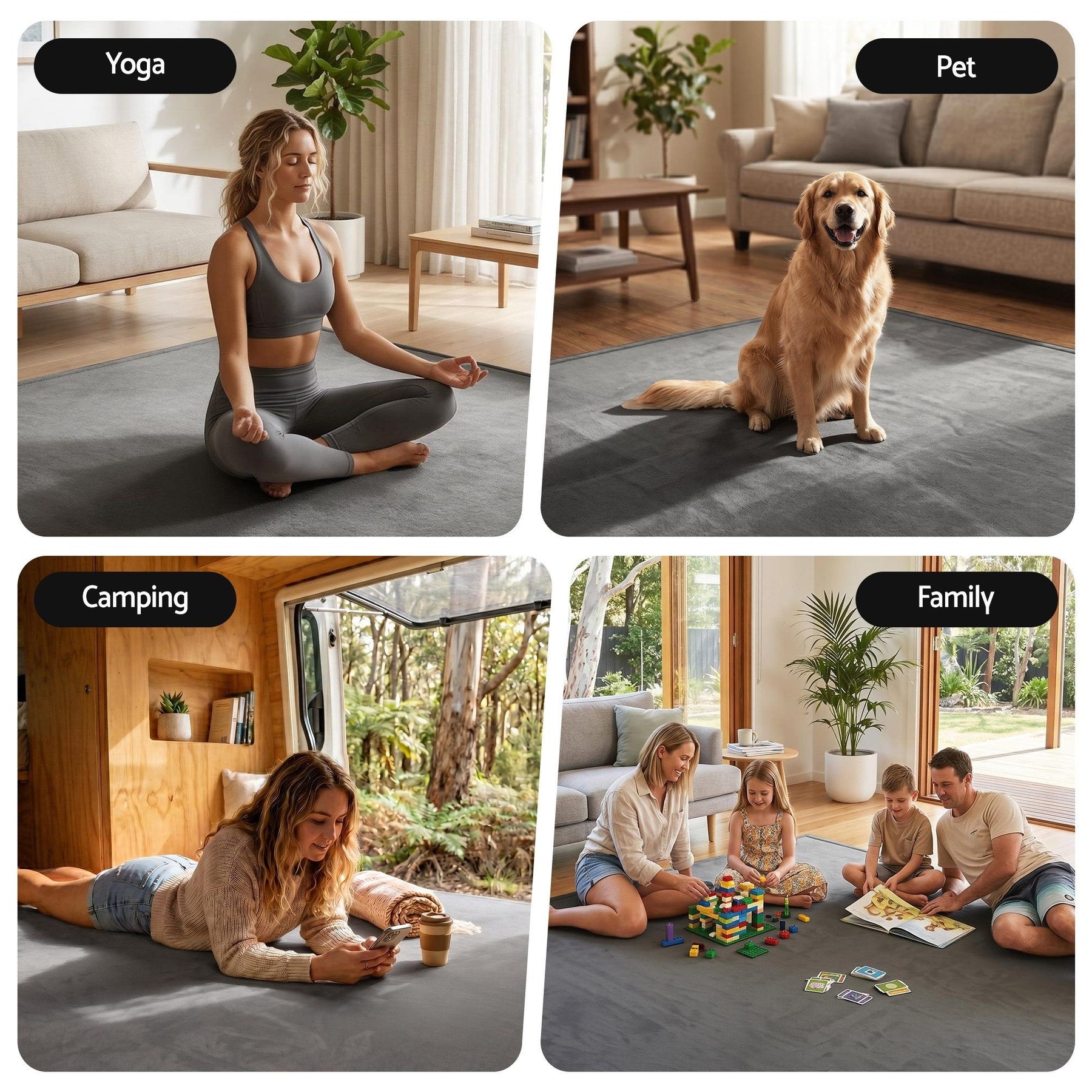 Artiss Tatami Mat Floor Mattress – Grey 150 x 200cm, 3cm Foam Anti-Slip Backing