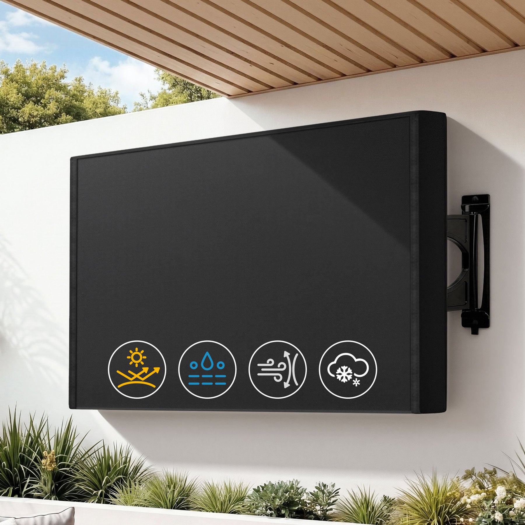 Artiss Waterproof Outdoor TV Cover for 55-58 Inch TVs - Black