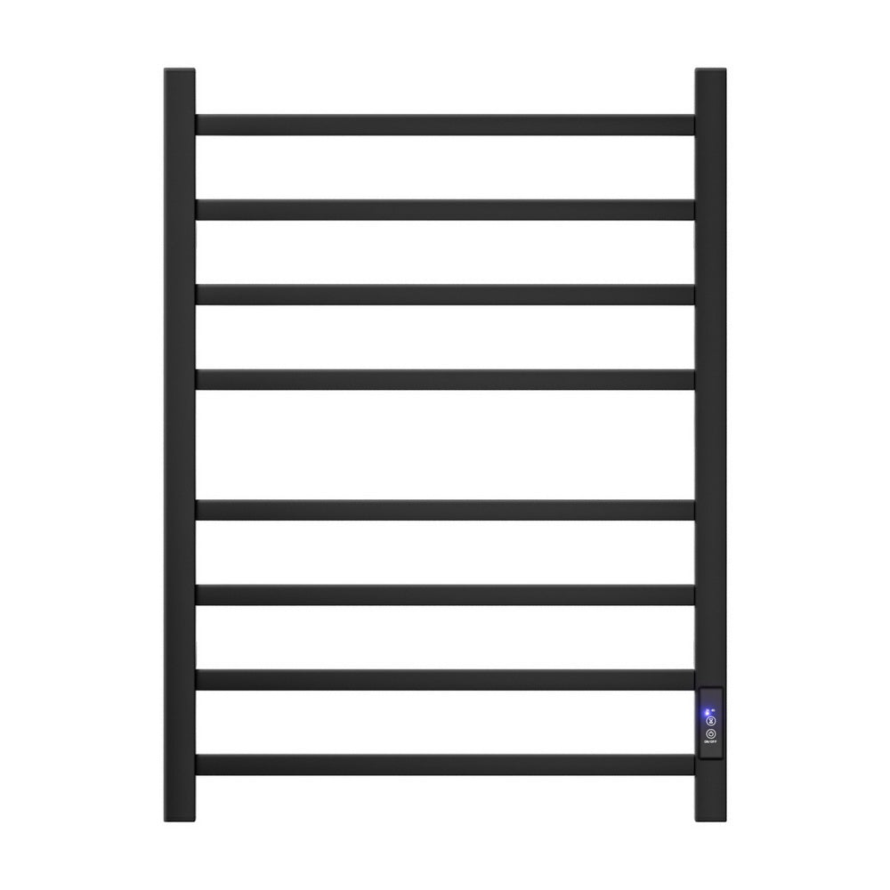 Devanti Heated Towel Rail 8 Square Bars with Timer - Black, 105W