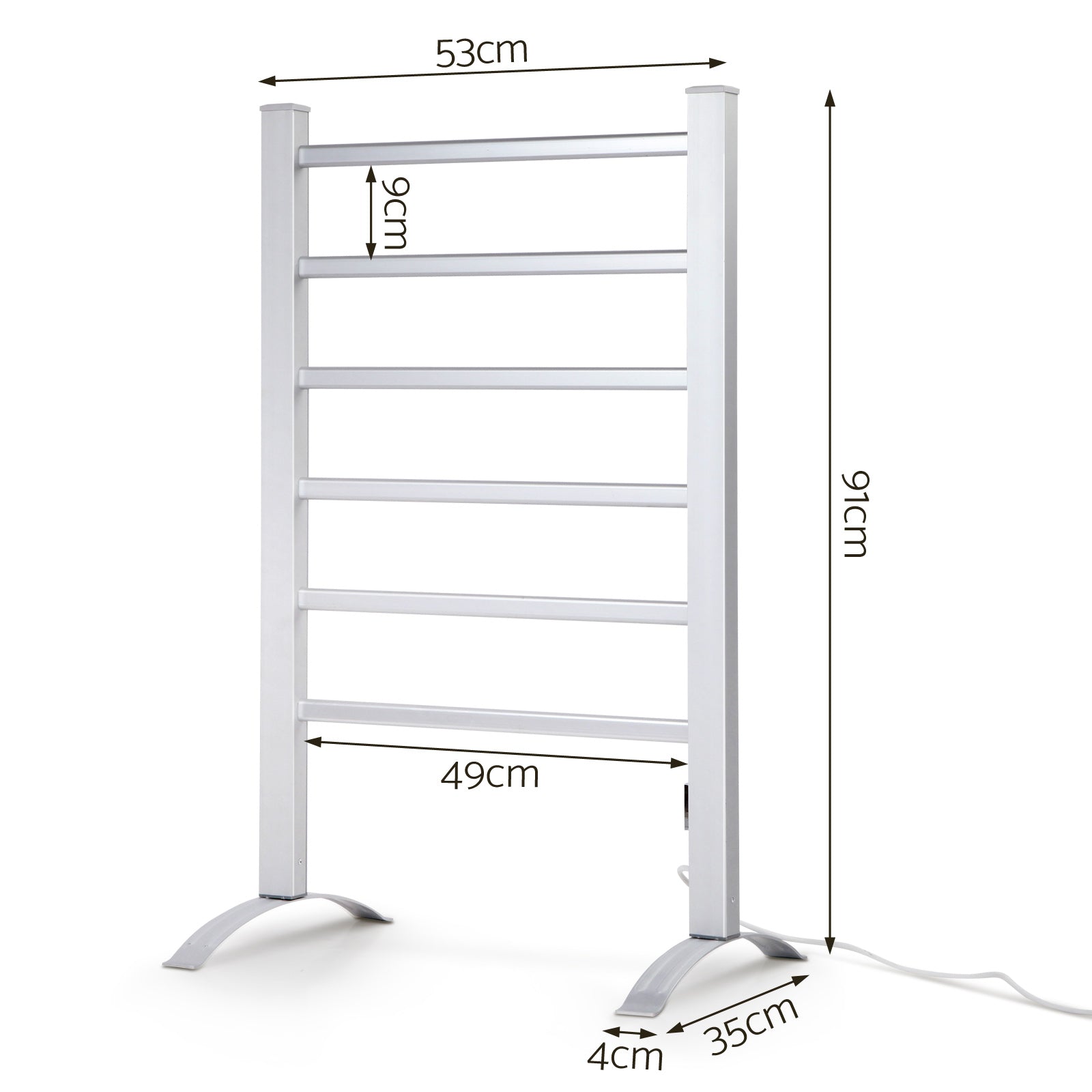 Devanti Heated Towel Rail Rack 6 Bars, 40-50C, Timer, Portable, Easy Install - SuperSaverAU - view 2
