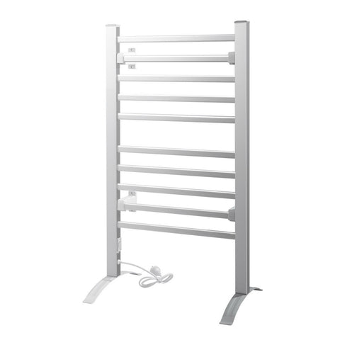 Devanti Heated Towel Rail 10 Rungs Freestanding 53cm x 35cm x 97.5cm, 40C-50C - SuperSaverAU - view 1