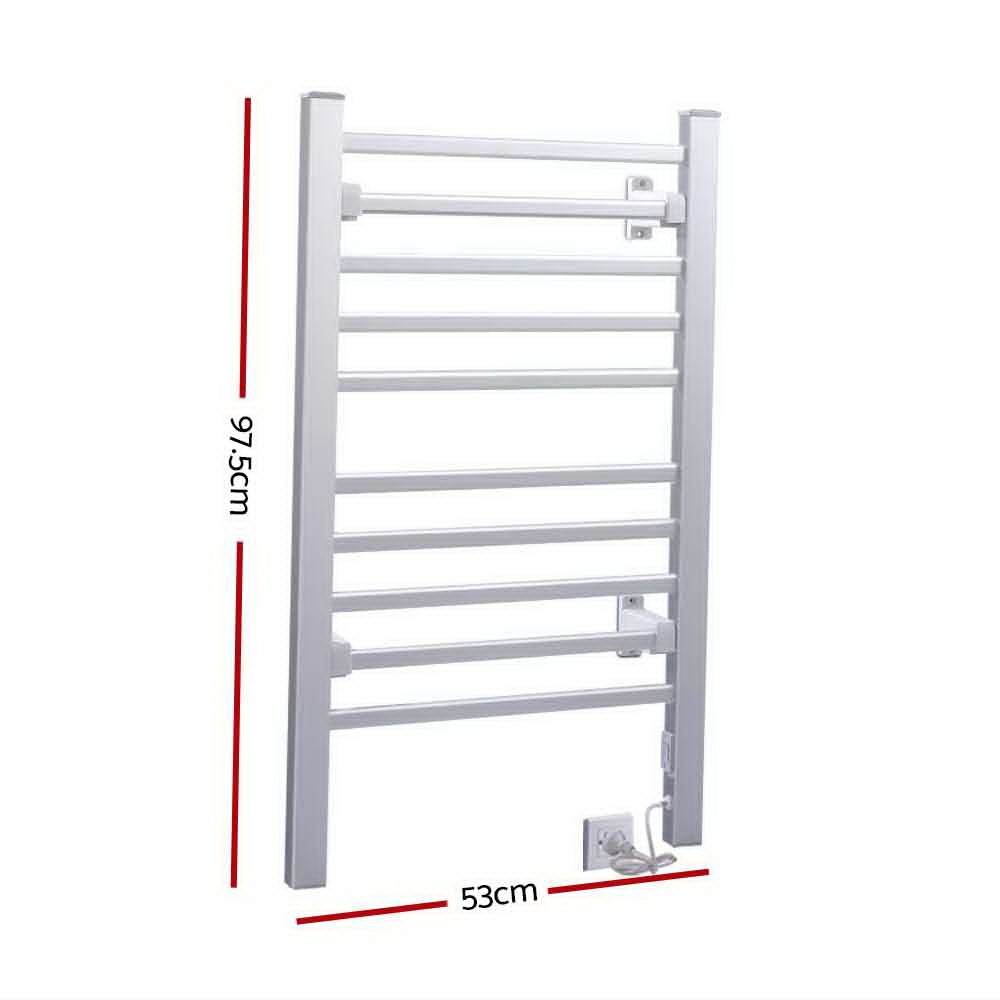 Devanti Heated Towel Rail 10 Rungs Freestanding 53cm x 35cm x 97.5cm, 40C-50C - SuperSaverAU - view 2