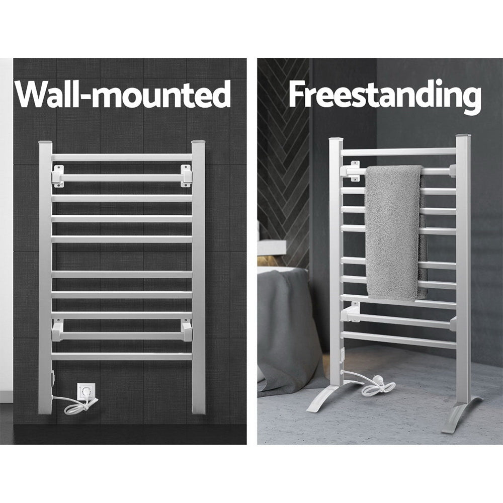 Devanti Heated Towel Rail 10 Rungs Freestanding 53cm x 35cm x 97.5cm, 40C-50C - SuperSaverAU - view 5