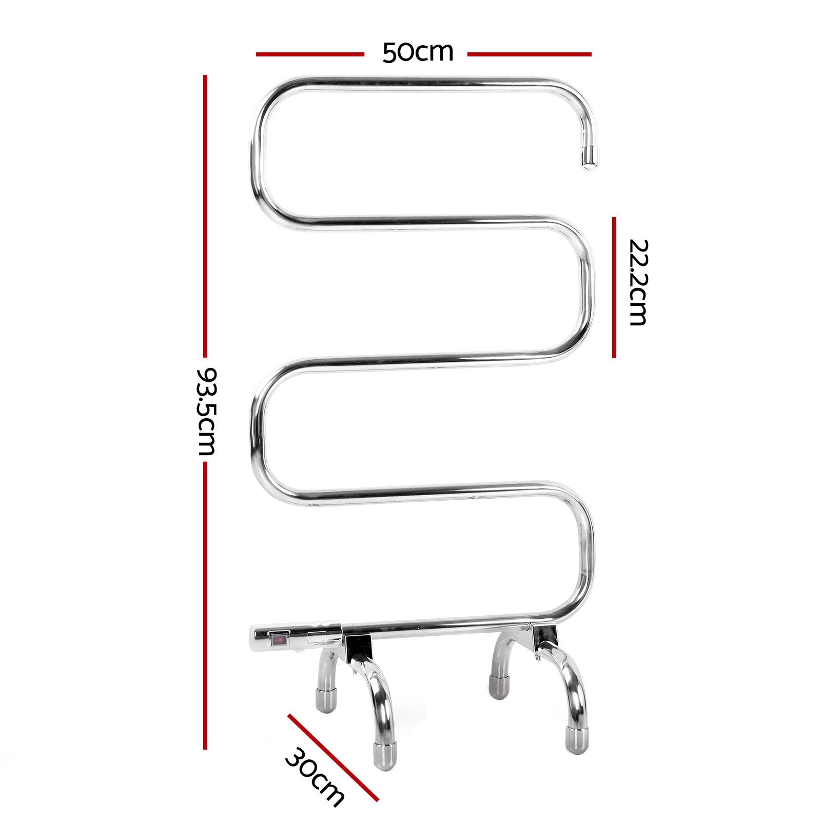 Devanti 5 Rung Electric Heated Towel Rail - Freestanding, 40-50°C, Stainless Steel - SuperSaverAU - view 1