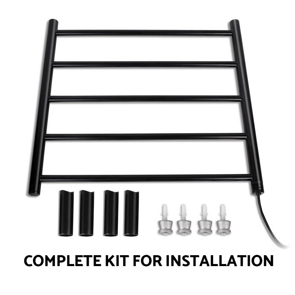 Devanti Heated Towel Rail Rack 5 Bars Wall Mounted, 40-50°C, Energy-Efficient - SuperSaverAU - view 5