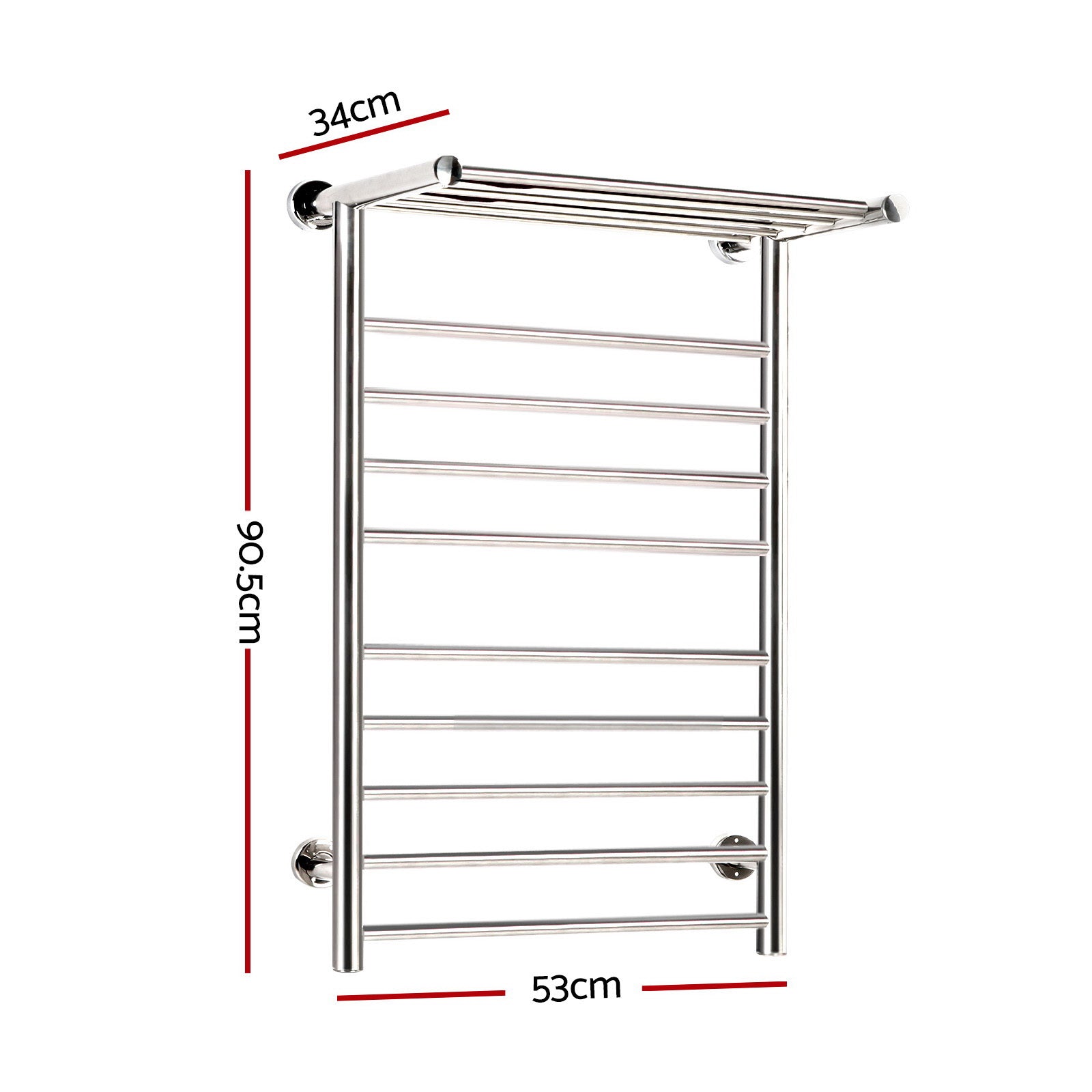 Devanti Electric Heated Towel Rail Rack 14 Bars Wall Mounted 40-50°C, Quick Heat - SuperSaverAU - view 2