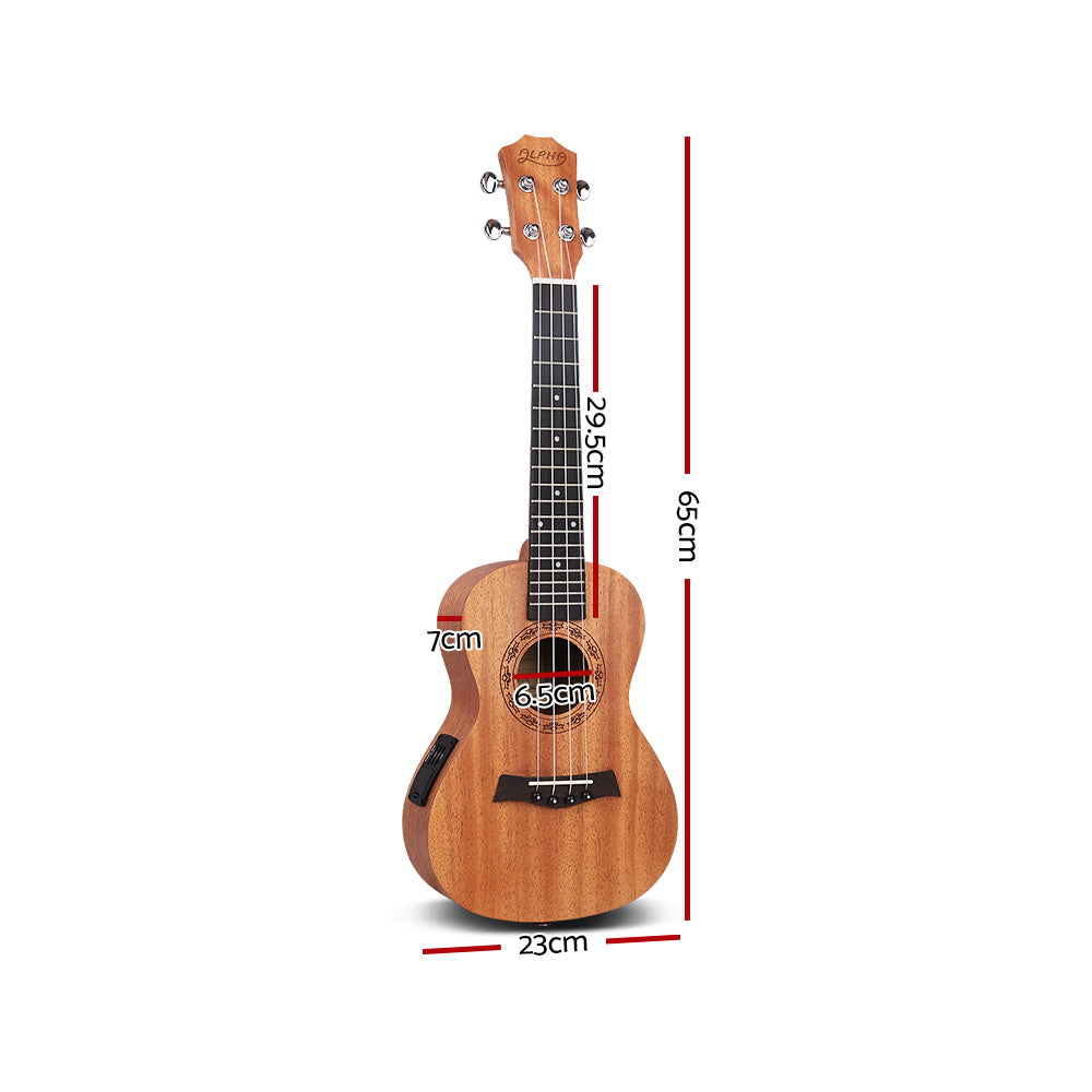 Alpha 26" Ukulele Equaliser Natural Mahogany Tenor Beginner Gift w/ Bag - SuperSaverAU - view 2