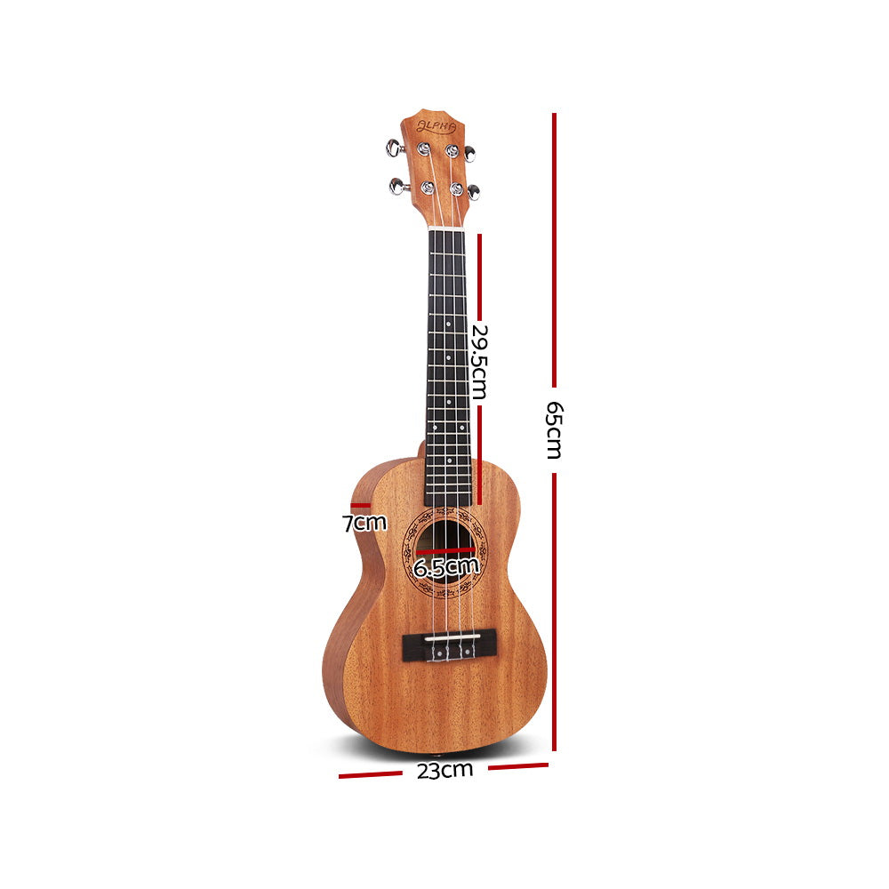 Alpha 26" Ukulele Natural Mahogany Tenor Beginner Gift w/ Carry Bag - SuperSaverAU - view 2