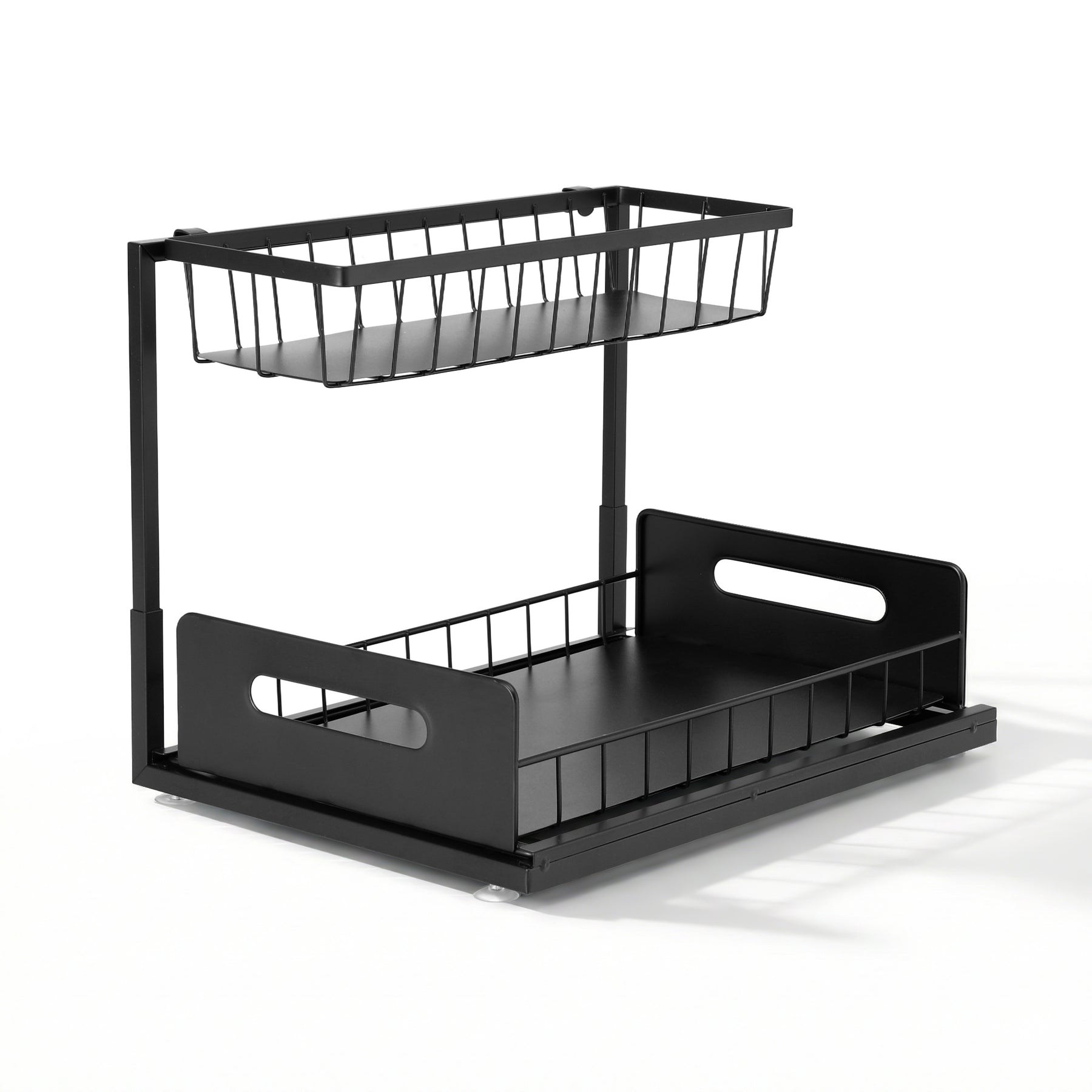 Artiss L Shape Under Sink Organiser Black Pull Out Kitchen Bathroom Storage Shelf