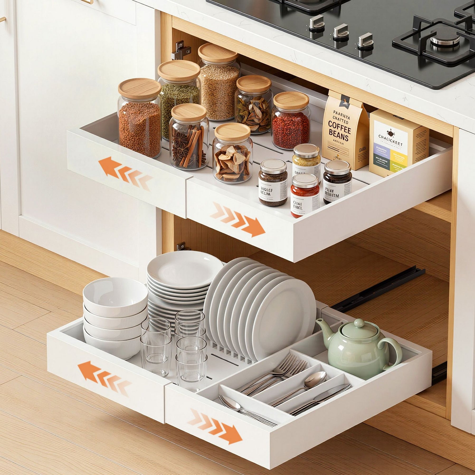 Artiss Expandable Pull Out Cabinet Drawers 2 Pack - White