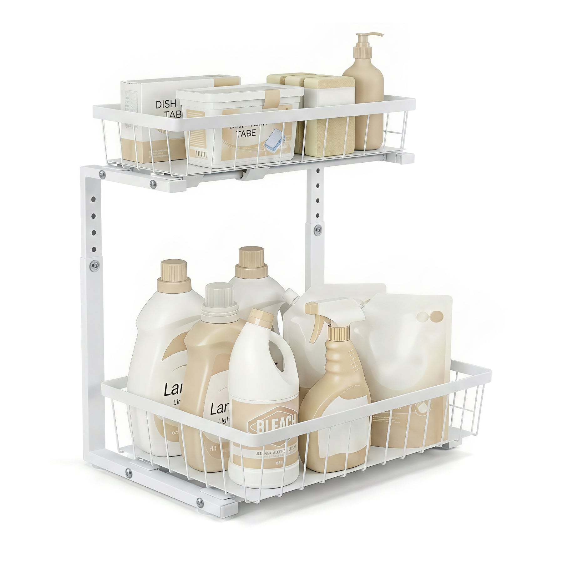 Artiss Adjustable Under Sink Organiser with 2 Slide Out Drawers Kitchen Bathroom Storage