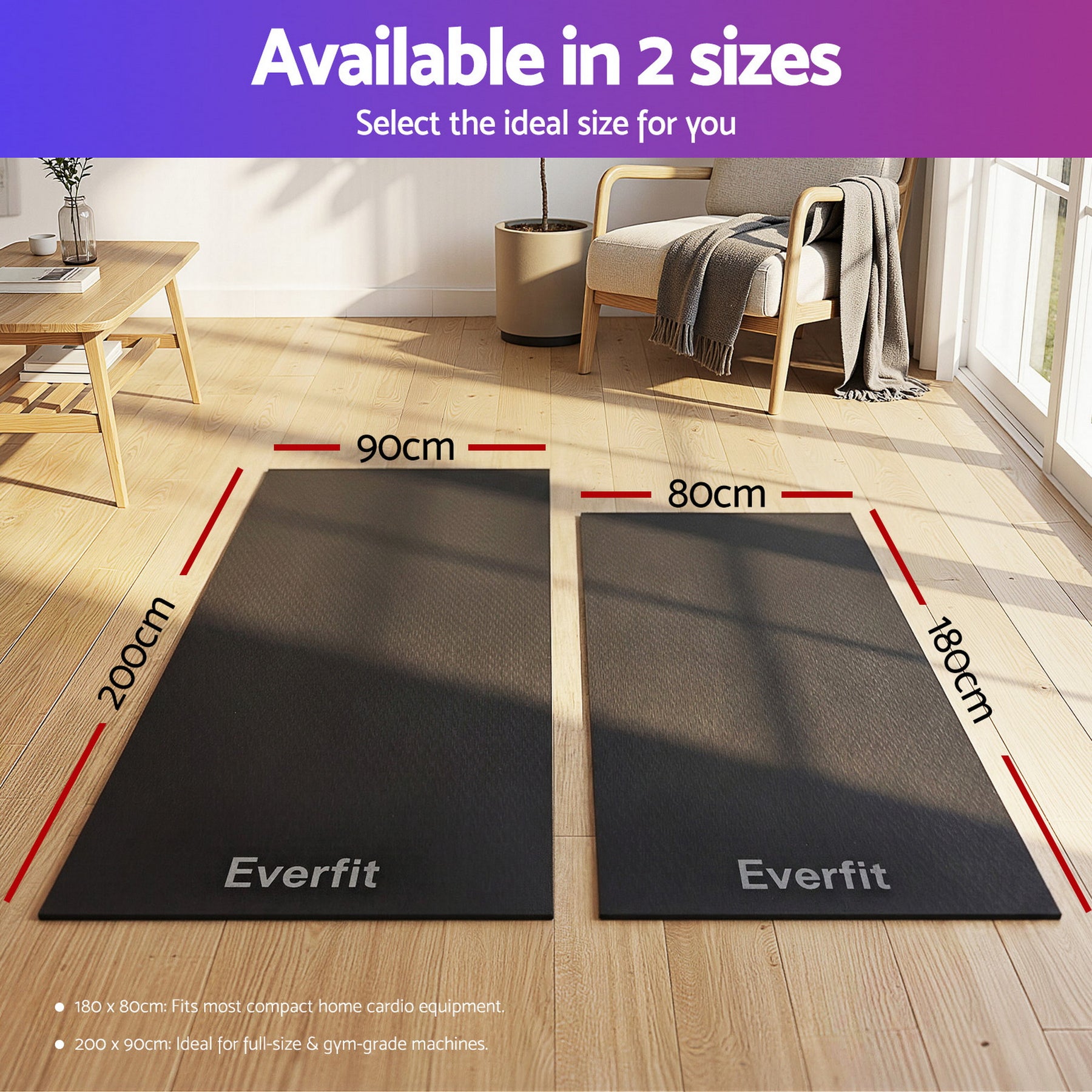 Everfit Black TPE Exercise Equipment Mat with Storage Bin - 180 x 80cm