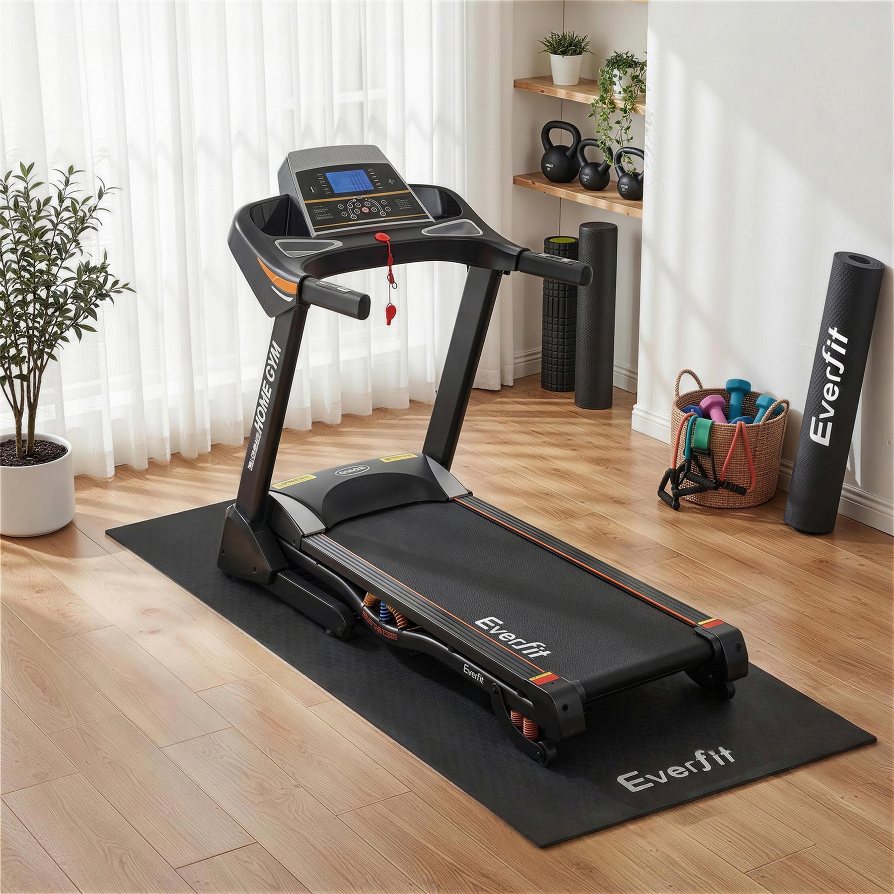 Everfit Black TPE Exercise Equipment Mat with Storage Bin - 200 x 90cm