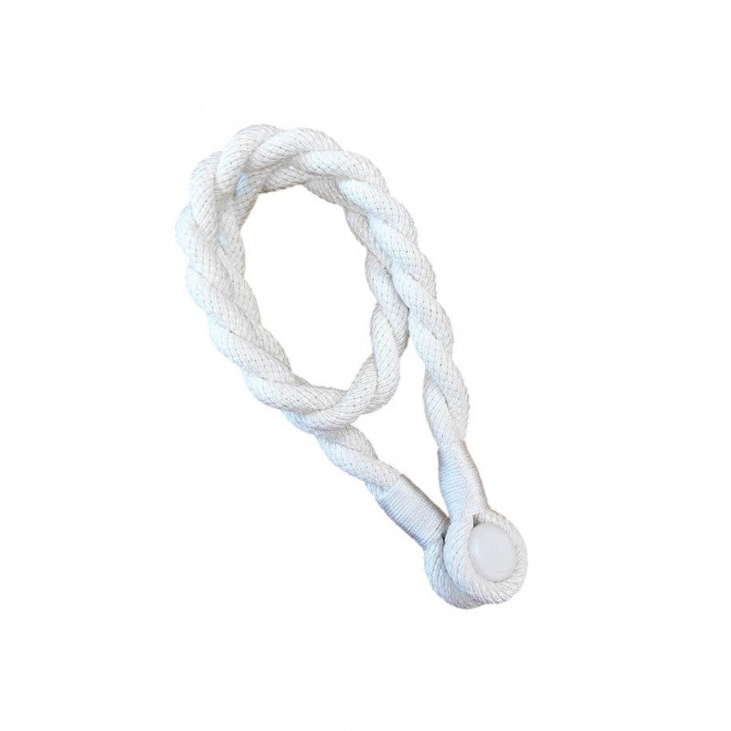 Magnetic Weaved Rope Tieback Off White 750mm - Stylish Curtain Holder Made in Italy - SuperSaverAU - view 1