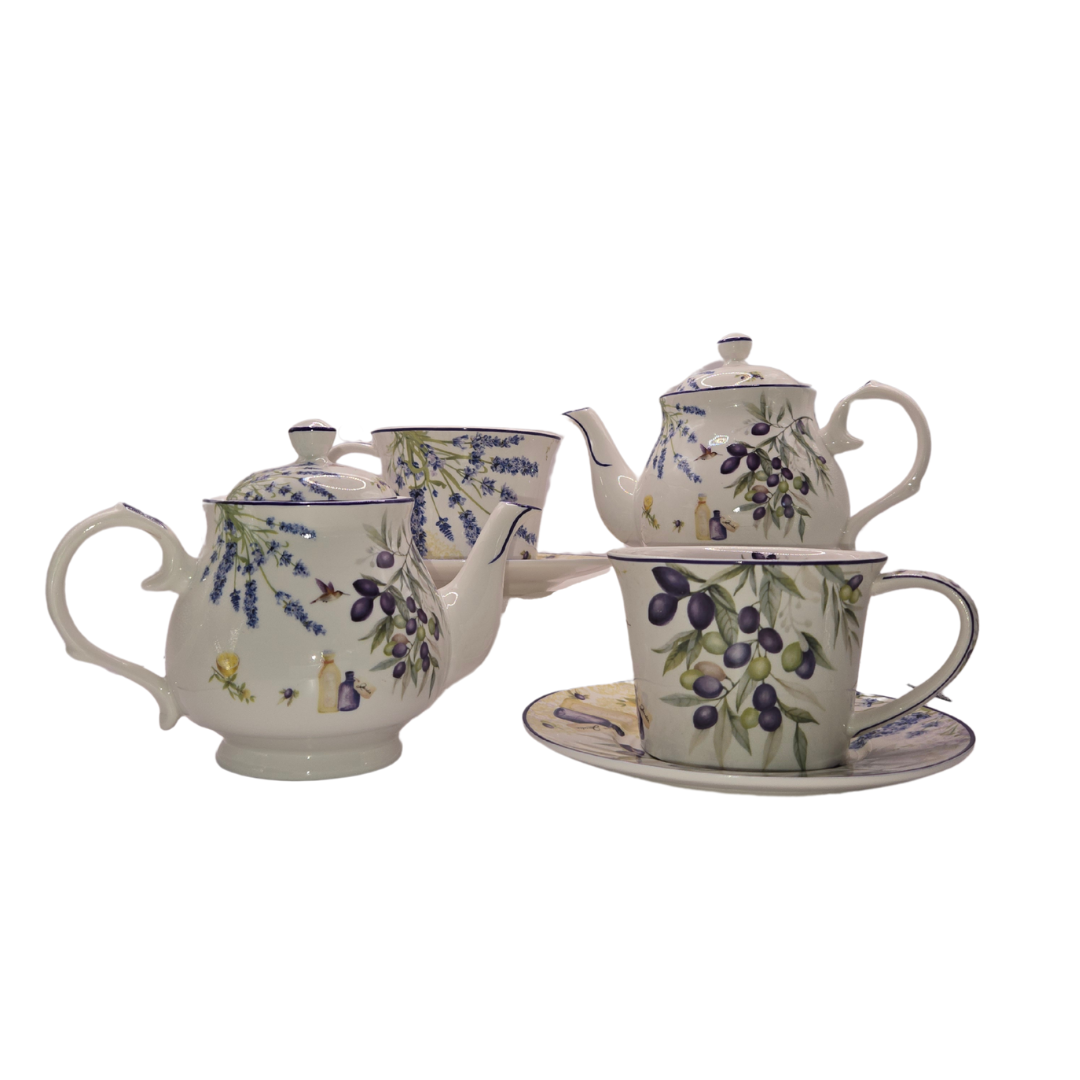 Premium Lavender & Olive Porcelain Tea Set – For 2
