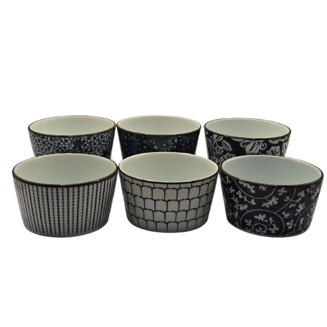 Blue Patterned Ceramic Ramekin Set of 6 - Microwave, Oven, Freezer Safe - SuperSaverAU - view 3